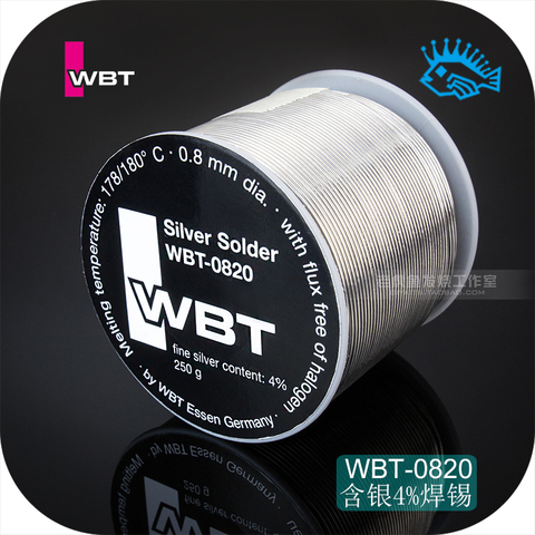 1 meter/5 meter/20 meter/70 meter Germany WBT-0820 0.8mm silver 4% fever audio low melting point solder wire tin-wire ► Photo 1/5