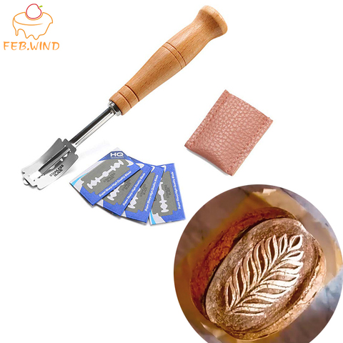 Plastic/Wooden Bread Lame Tools Bakery Scraper Bread Knife/Slicer/Cutter Dough Breads Scoring Lame with Blades and Cover     376 ► Photo 1/6