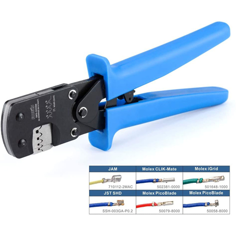 IWS-3220 Micro Connector Pin Crimping Tool 0.03-0.52mm² 32-20AWG Ratcheting Crimper for D-Sub,Open Barrel suits Molex,JST,TYCO-E ► Photo 1/6