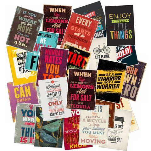 25pcs/Pack Motivational Typography Life Quotes Retro Stickers For Kids Notebook Diary Decal Laptop Bedroom Wall Stickers F4 ► Photo 1/5