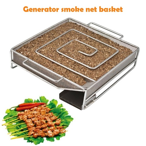 New Square Stainless Smoke Generator For BBQ Grill Or Smoker Wood Dust Hot And Cold Smoking Salmon Bacon Meat Burn Bbq Tools ► Photo 1/6