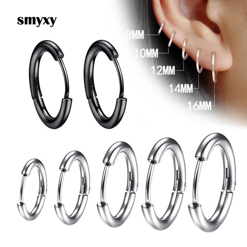 1 pair Women/Man Stainless Steel Small Hoops Earring Piercing Ear Cartilage Tragus Simple Thin Circle Anti-allergic Ear Buckle ► Photo 1/6