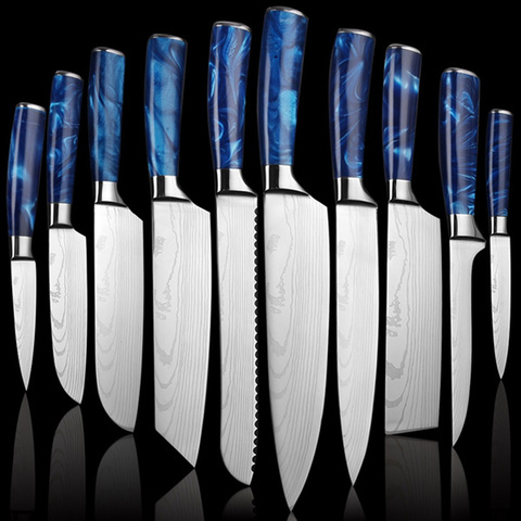 Professional Chef Knife Set Damascus Pattern Japanese Kitchen Knives Meat Bone Fish Fruit Vegetables Cleaver Stainless Steel ► Photo 1/6