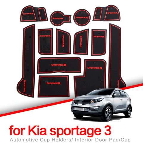 Car Gate Slot Mat For Kia Sportage 3 2011 2012 2013 2014 2015 Door Groove Mat anti-slip Cup pad Cover Interior Accessories ► Photo 1/6