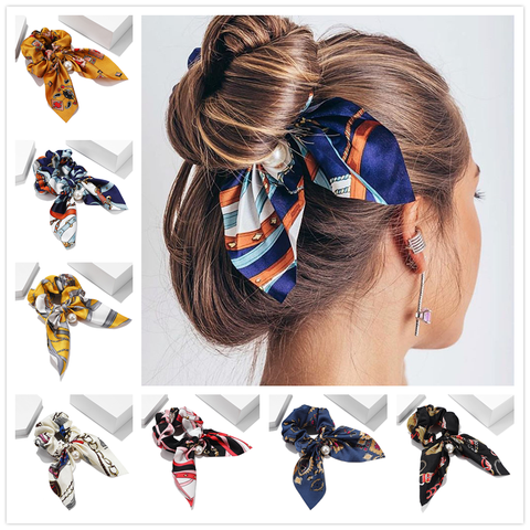 New Chiffon Bowknot Elastic Hair Bands For Women Girls Solid Color Scrunchies Headband Hair Ties Ponytail Holder Hair Accessorie ► Photo 1/6