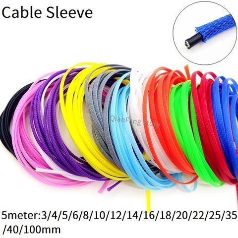 5M Braided Cable Sleeve 3 4 5 6 8 10 12 14 16 18 20 22 25 30 35 40 mm PET Expandable Cover Insulation Nylon Sheath Wire Wrap ► Photo 1/6