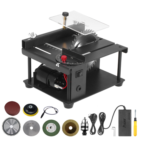 Table Saw Mini Desktop Saw Cutter with Saw Blade Grinding Wheel Adjustable-Speed Angle Adjustment 35MM Cutting Depth for Cutting ► Photo 1/6