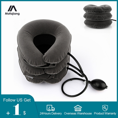 Air Cervical Collar Inflatable Collar Neck Traction Massager Vertebra Therapy Pain Relief 3 Layer Pillow Health Care masajeador ► Photo 1/6