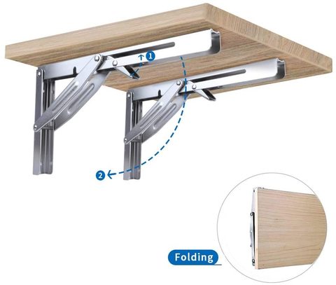 2 Pieces Folding Heavy Duty Shelf-Bracket Bench Table Folding Shelf or Bracket, Max. Load 550lbs ► Photo 1/5
