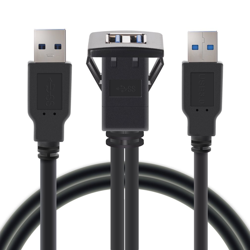 1m/3.3ft USB3.0 A Male to USB3.0 A Female Car Flush Mount Extension Cable Cord 