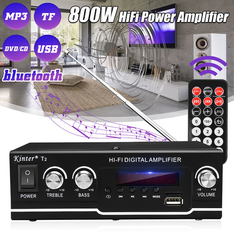800W HIFI Bluetooth Power Amplifier Car/Home Theater Digital Power Audio Amplificador for Speaker Treble Bass Control FM USB SD ► Photo 1/6