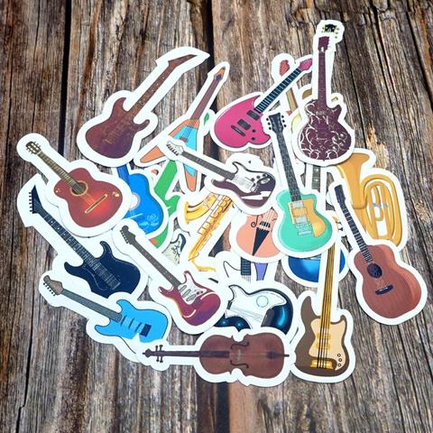 24PCS Colorful Musical Instrument Waterproof Stickers DIY Diary Decoration Stationery Sticker Cute Mixed Guitar Gift Stickers ► Photo 1/6