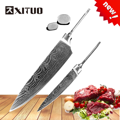 XITUO sharp stainless steel blank diy handle 2PCS Set 7CR17MOV blade handmade Chef Knife Billet Material kitchen Tool Parts New ► Photo 1/6