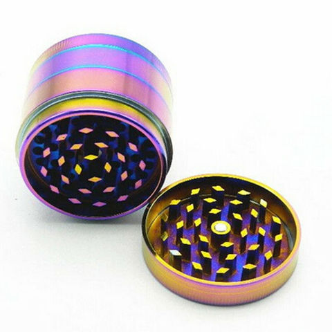 Colourful 4 Pieces Metal Zinc alloy Tobacco Grinder Spice Grinder Herb Grinder-Rainbow Metal 40mm 50mm ► Photo 1/5