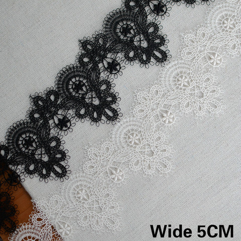 5CM Wide Exquisite White Black Polyester Cotton Embroidery Ribbon 3d Flowers Lace Collar Trim Dress Curtains Hat Sewing Supplies ► Photo 1/5