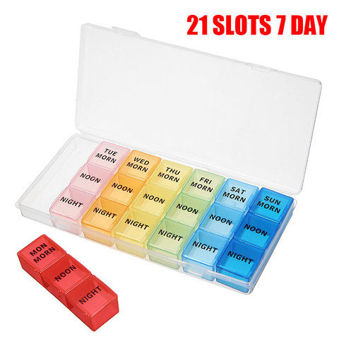 Weekly Pill Box Organizer For 7 Day Morning Noon Night Medicine Box Dispenser Splitter Pill Container ► Photo 1/6
