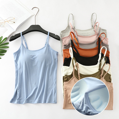 2022 new modal female large size no steel ring integrated five-finger chest pad camisole bottoming shirt slim multicolor ► Photo 1/6