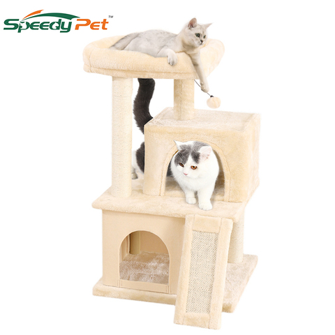 Drop Ship Cat Tree Condo with Sisal Scratching Posts Cat Tower Furniture Kitty Activity Center Kitten Play House Toys ► Photo 1/6