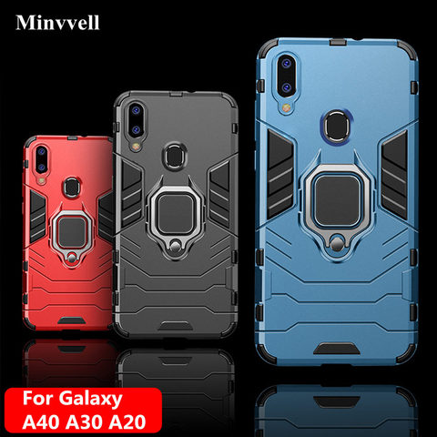 4 in 1 Case For Samsung Galaxy A40 A30 A20 Case Armor Cover Finger Ring Holder Phone Case For Samsung A 40 30 20 Cover Bumper ► Photo 1/6