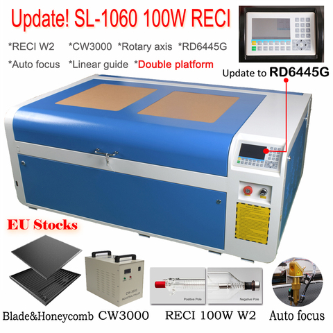 DSP1060 100W Co2 USB Laser Cutting Machine Laser Cutter Engraver 1000x600mm Auto-Focus DSP System Laser Cutter Engraver Chiller ► Photo 1/6