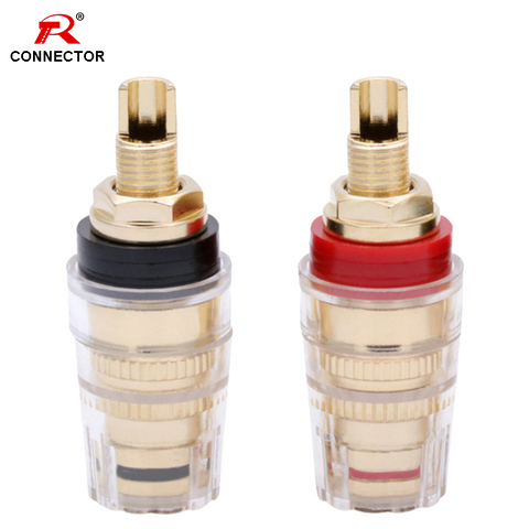 1pair Brass Gold Plated 4MM Binding Post HIFI Terminals Connector Banana Plug  for Speaker Amplifier Red&Black ► Photo 1/6