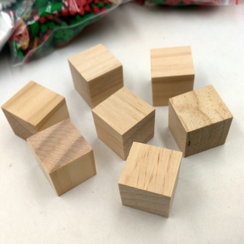 20x Natural Wooden Cubes Blocks Craft Wood Embellishments Square Crafts 20mm ► Photo 1/6
