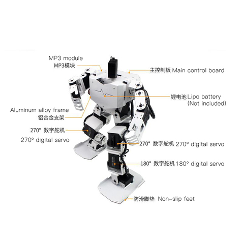 Assembled 17 DOF Dancing Humanoid Robot with 17pcs Digital Servos MP3 Module Dance Biped Programmable Robot STEM Toy ► Photo 1/5