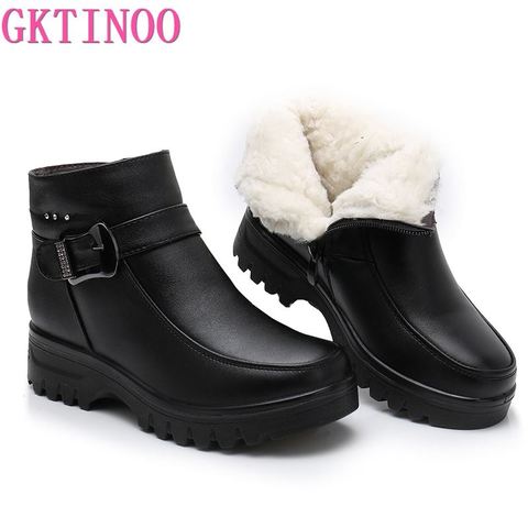 GKTINOO Fashion Winter Women Genuine Leather Ankle Boots Female Thick Plush Warm Snow Boots Mother Waterproof Non-slip Booties ► Photo 1/6