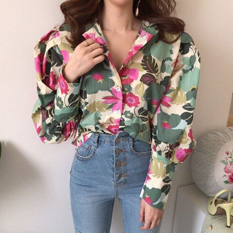 Buy Online Korea Style Vintage New Spring Summer Autumn Hot Selling Women S Fashion Casual Ladies Print Shirts Alitools