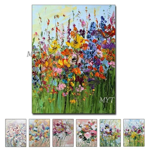 Handmade oil painting canvas abstract oil painting modern canvas wall art living room decorative frameless flower run painting ► Photo 1/6
