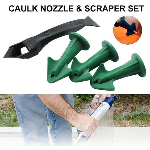 Reusable Silicone Caulk Nozzles Plastic Scraper Set Sealing Caulking Sealant Tools Kit Rubber Trowel Nozzle For Floor Finishings ► Photo 1/6