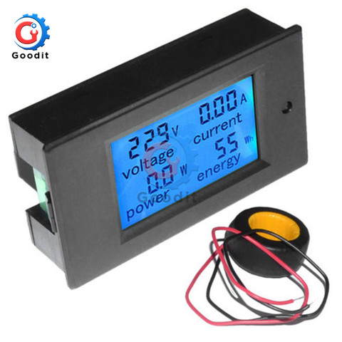 4 in 1 Digital Voltmeter Ammeter meter Voltage Current Power Energy meter Gauge AC 80-260V 20A 100A Watt Power Meter Blue ► Photo 1/6