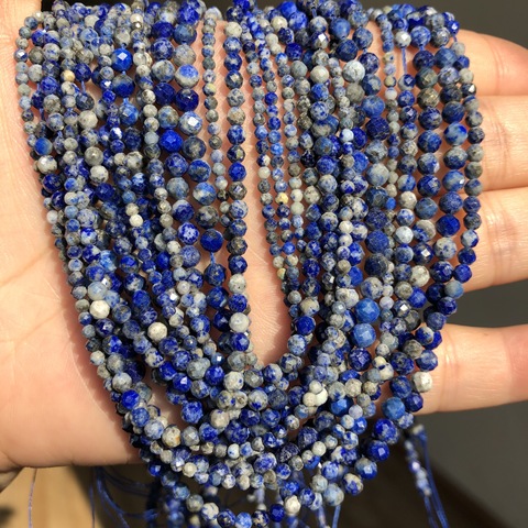 Natural100% Blue Lapis Lazuli Stone Beads Loose Rondelle Small Beads For Jewelry Making Diy Needlework Bracelet Necklace 2/3/4mm ► Photo 1/3