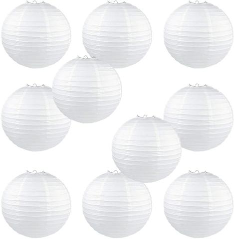 10Pcs Chinese White Elegant Paper Lantern Birthday Wedding Party Decor DIY Lampion Hanging Lantern Ball Festival Decor Supplies ► Photo 1/6