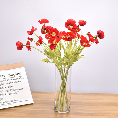 1pcs about 60cm artificial flower bouquets red color artificial corn poppy flowers bouquets&Papaver rhoeas&Coquelicot bunches ► Photo 1/4