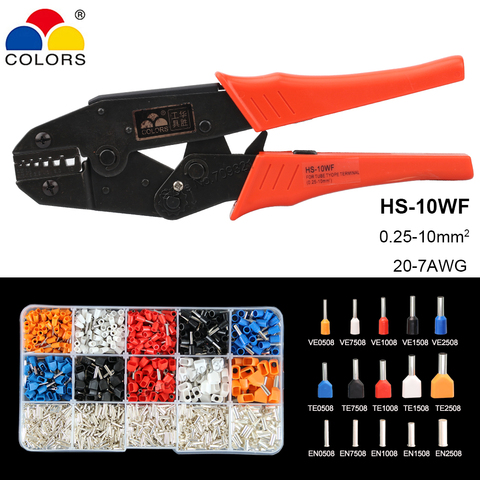 HS-10WF Crimping Pliers 0.25-10mm2 VE TE Dual Wire Connector Tubular Terminals 20-7AWG 230mm Stripping pliers Crimper Suits ► Photo 1/6