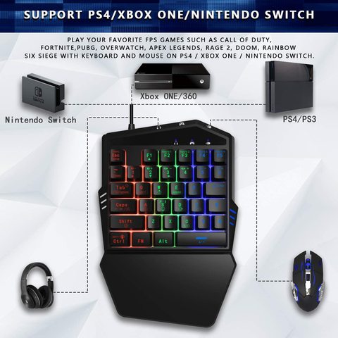 Buy Online Darkwalker Keyboard And Mouse Combo For Ps4 Ps3 Xbox One Nintendo Switch Consoles With Earphone Jack For Pubg Call Of Duty Alitools