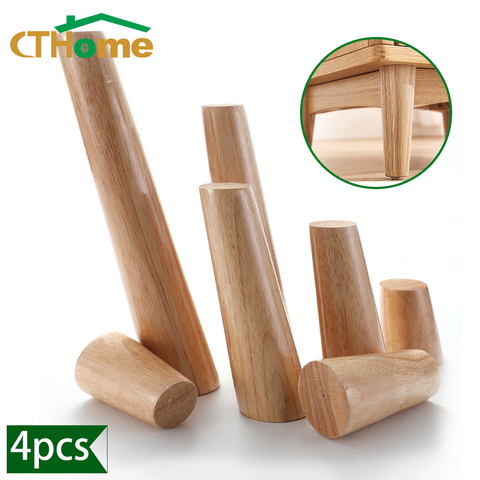 4Pcs Height10-30cm Solid Wood Furniture Legs, Inclined Cone Sofa Bed Cabinet Table and Chair Replacement Feet Sloping Foot ► Photo 1/1