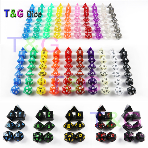 Wholesales 7pc/lot Dice Set  D4,D6,D8,D10,D10%,D12,D20 25 Colors Different Color DND Game ► Photo 1/6