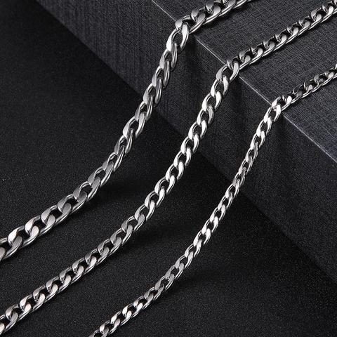 Skyrim 60cm Long Curb Cuban Chain Necklace Mens Classic Punk Stainless Steel Statement 5-8.5 mm Wide Chains Jewelry Wholesale ► Photo 1/1