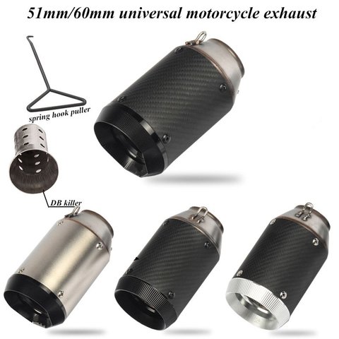 51mm/60mm Motorcycle Exhaust Pipe Carbon Fiber Exhaust with DB Killer Tubo Escape Escapamento De Moto for RC390 CBR650F Z900 ► Photo 1/6
