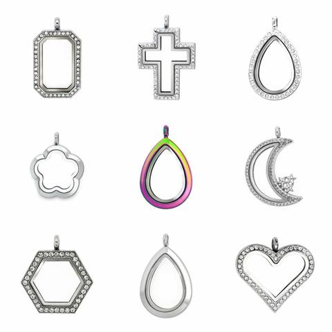 1pc Flower Moon Rectangle Cross Floating Locket Glass Living Memory Necklace Pendant With 10pcs Charms DIY Women Jewelry ► Photo 1/6