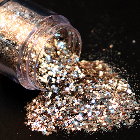 1 Bottle Rose Gold Silver Mix Nail Art Glitter Sequins DIY Sparkly Paillette Tips Charm Pigment Flakes Gel Nail Decorations 10ml ► Photo 1/6