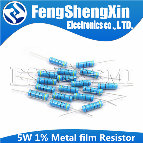 10pcs/lot 5W 1% Metal film Resistor resistance 0.1R~10M 1K 1.2  1.3 3.3 10 22 33 120 360 18 390 470 82 R K ohm 10K 100K 1M ► Photo 1/3