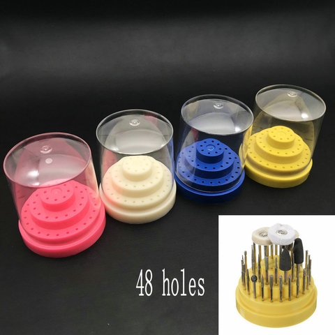 1pc Dental Lab Instrument 48 Holes (Round) Plastic Bur Holder Burs Block Case Box ► Photo 1/6