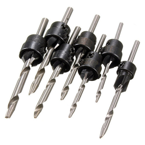 7PCS HSS Woodwork Tapered Countersink Drill Bits Set Depth Stop Adjustable Collar Woodworks Wood Tools Small Wrench Set ► Photo 1/4
