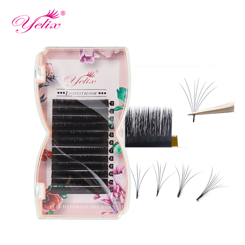 Yelix Easy Fan Volume Lashes Auto Bloom Individual Eyelash Extension Faux Mink  Eyelashes Thick Natural Camellia Lash Extension ► Photo 1/5