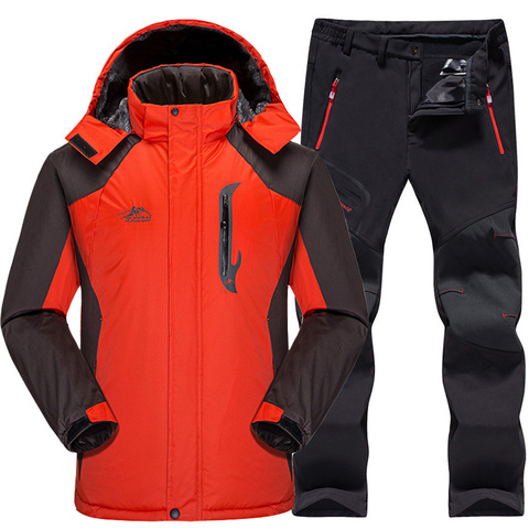 Ski Suit Men Waterproof Thermal Snowboard Fleece Jacket + Pants Male Mountain skiing and snowboarding Winter Snow Clothes Set ► Photo 1/6