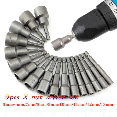 9pcs/set 5mm-13mm Hex Socket Sleeve Nozzles Nut Driver Set ► Photo 1/6