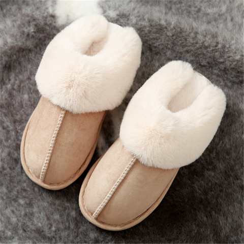 JIANBUDAN Plush warm Home flat slippers Lightweight soft comfortable winter slippers Women's cotton shoes Indoor plush slippers ► Photo 1/6